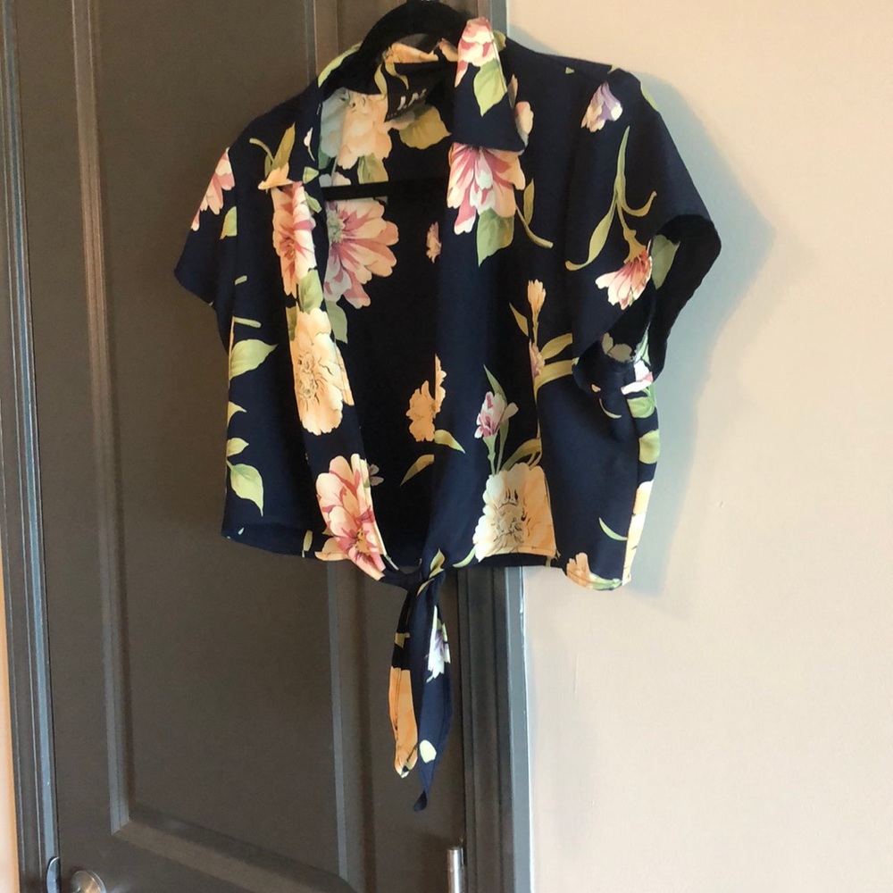 Dark Blue Floral Top